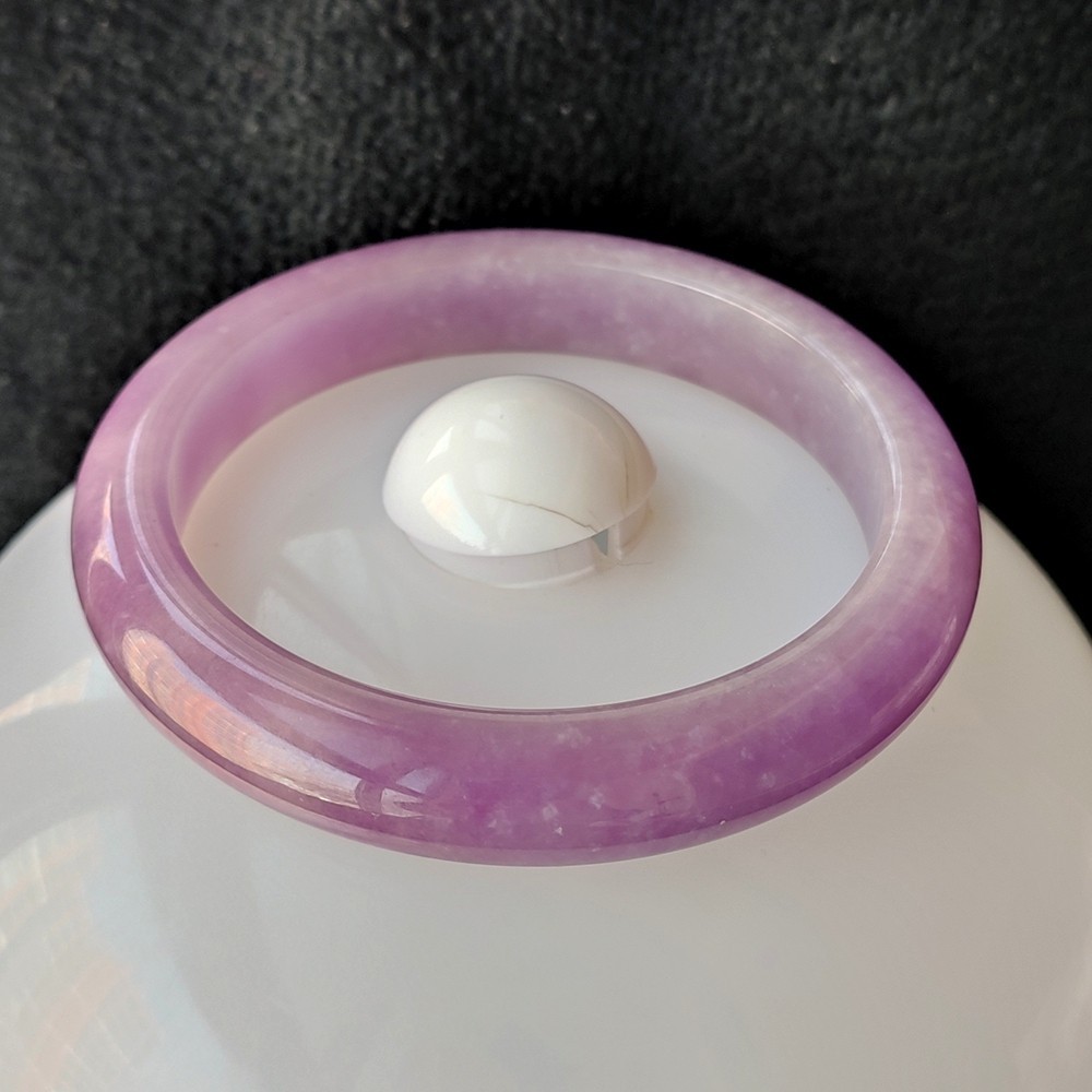 Certified Grade A Lavender 58mm Natural Burma Jade jadeite Bangle Bracelet 4325