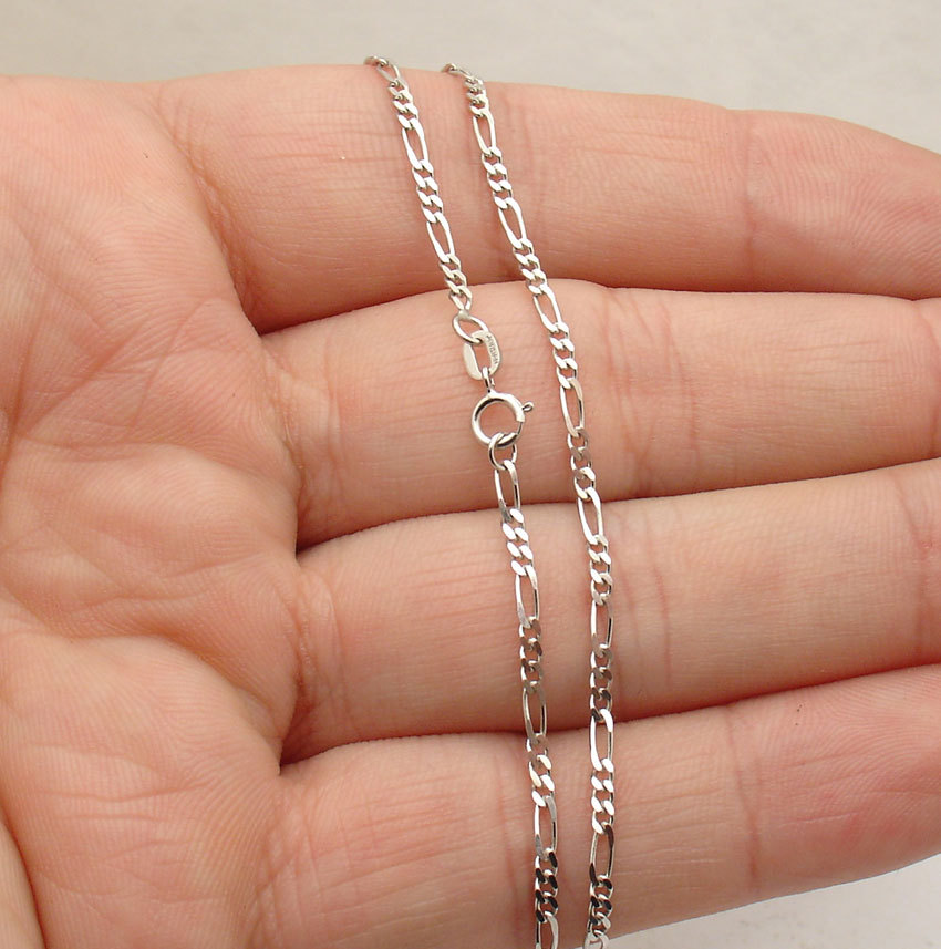 2mm Solid Royal Figaro Chain Ankle Bracelet Anklet Real 14K White Gold FREE SHIP