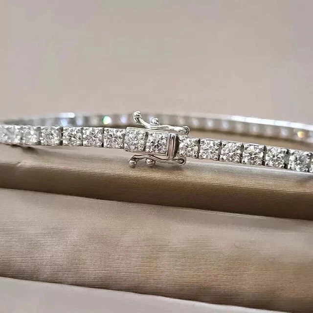 Lab Grown Diamond Round 25th Anniversary Gift Tennis Bracelet 14k White Gold