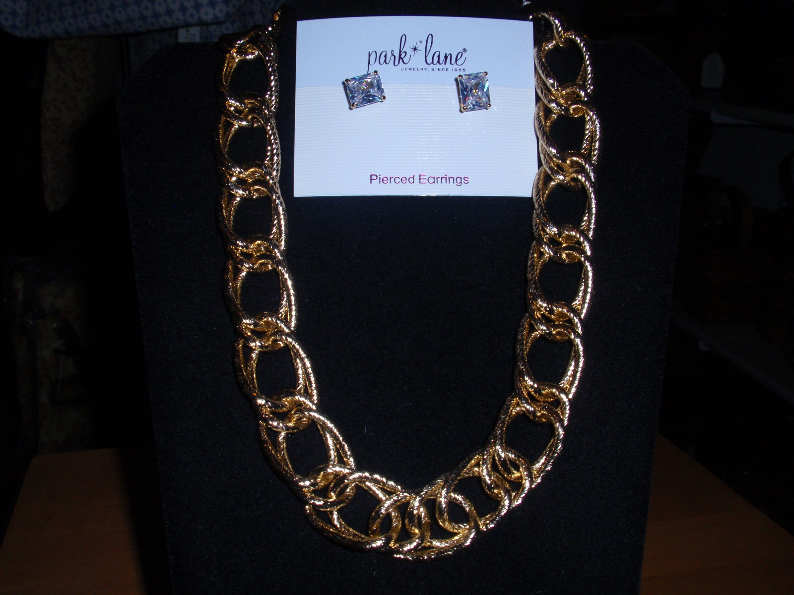 Park Lane Jewelry “LIV” Necklace & “VIVID” Earrings, Goldtone, CZ’s, NEW!