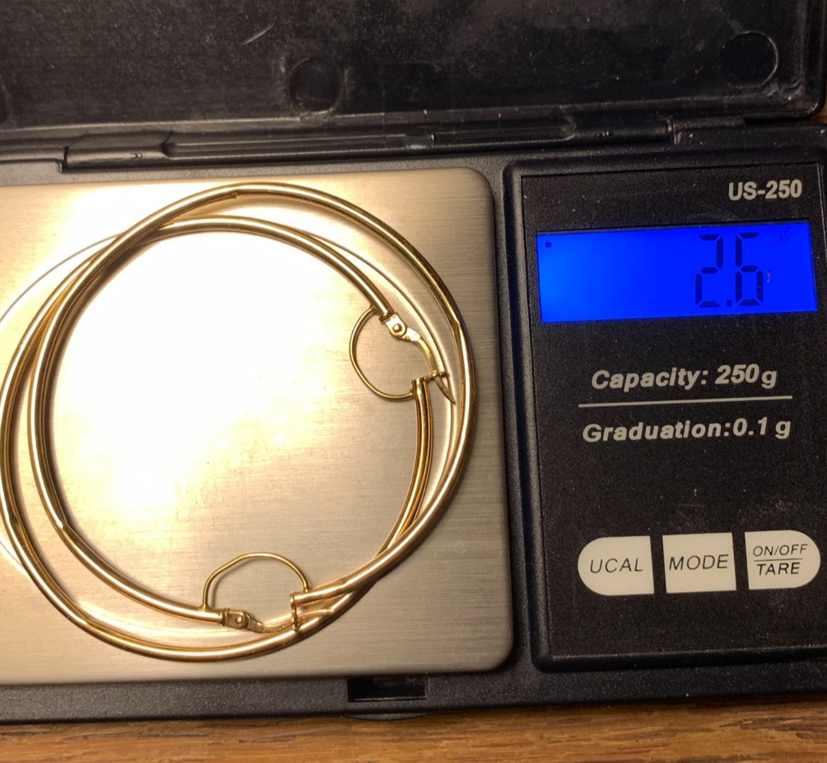 Vintage 14KT Yellow Gold Tube Hoop Earrings 2.25″ by 2mm 2.5+ grams AS IS DENTS