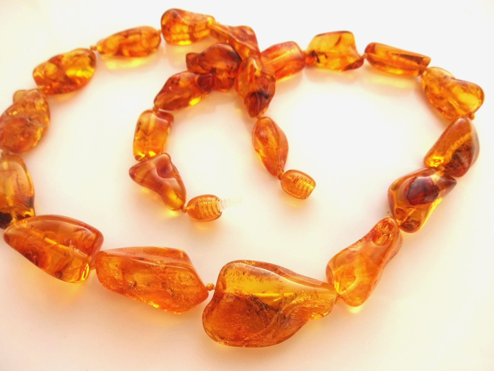 Natural Amber Bead Necklace – Baltic Style – Honey Color 17.7” 45cm
