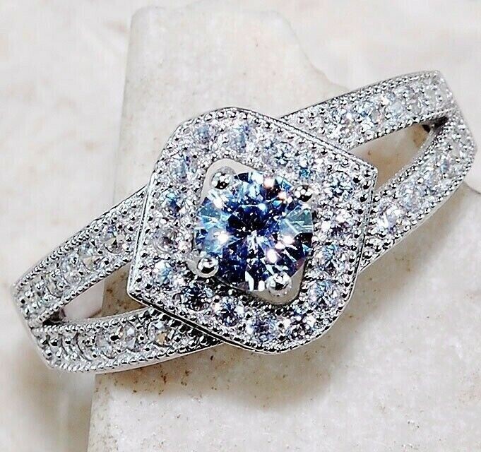 Heat Treated Moissanite 925 Solid Sterling Silver Ring Jewelry Sz 6 UB3-6