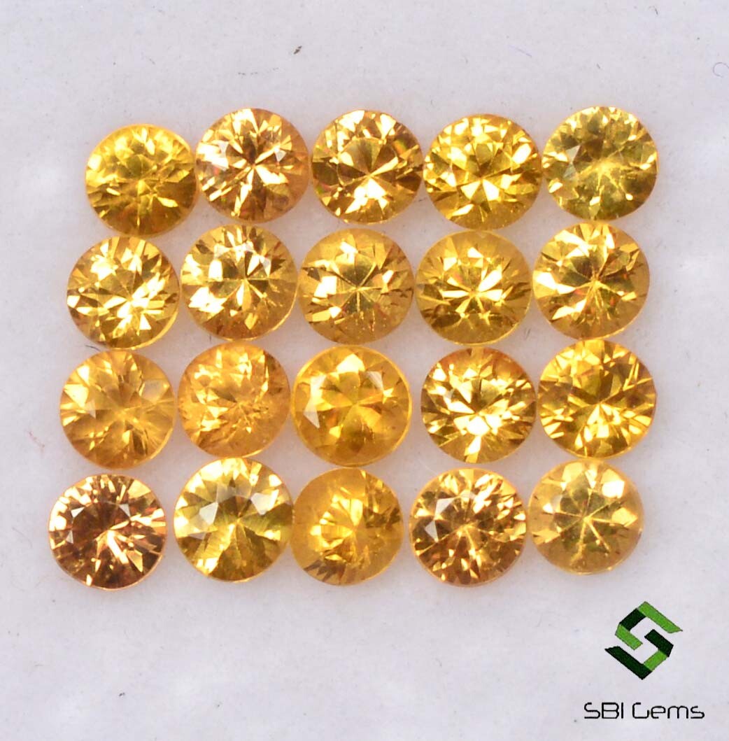 1.51 Cts Natural Yellow Sapphire Round Diamond Cut 2.50 mm Lot 20 Pcs Gemstones