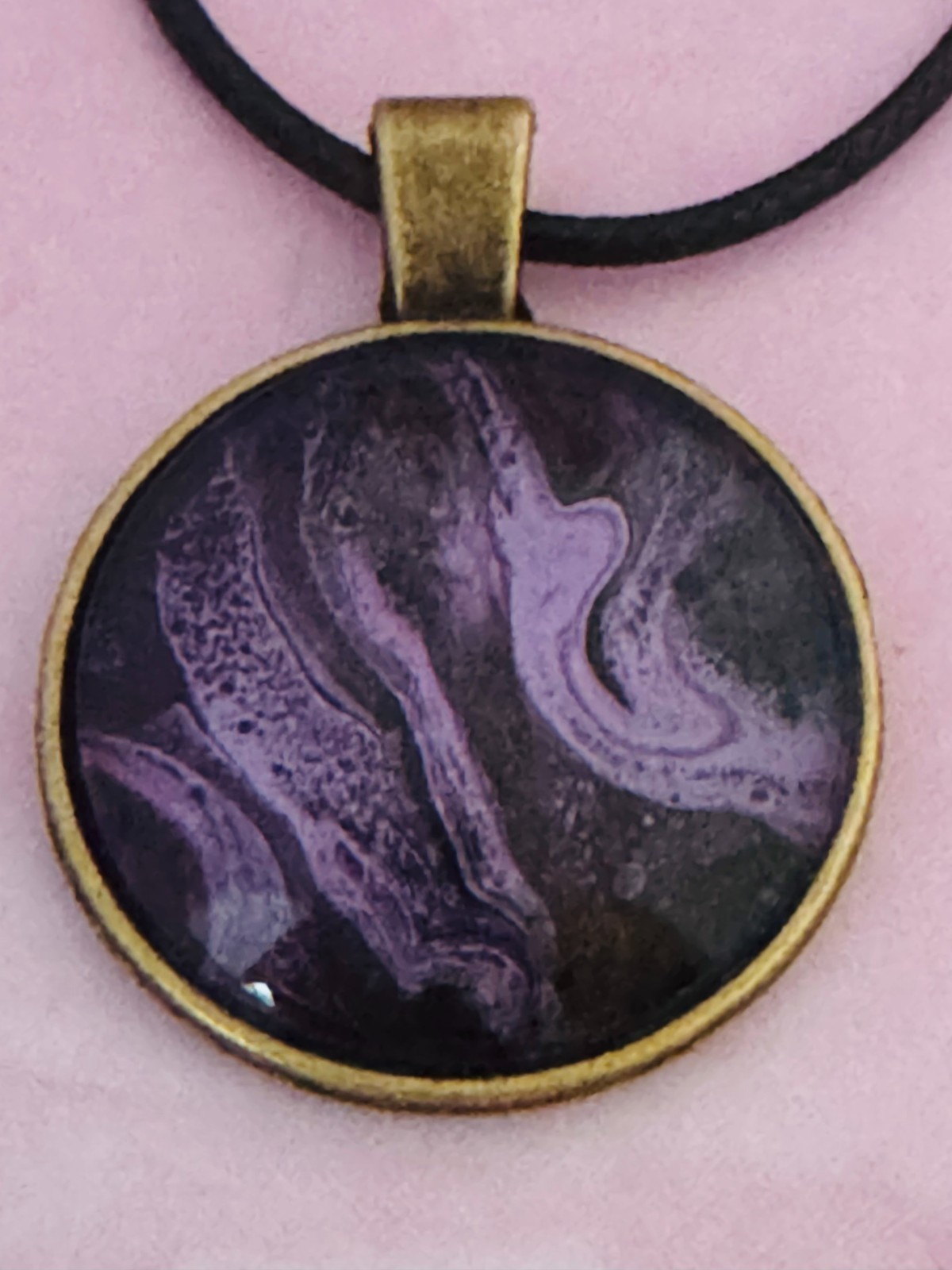 Round Cabochon Necklace One of a kind Hand-Painted by a local Ozark Artist..Me