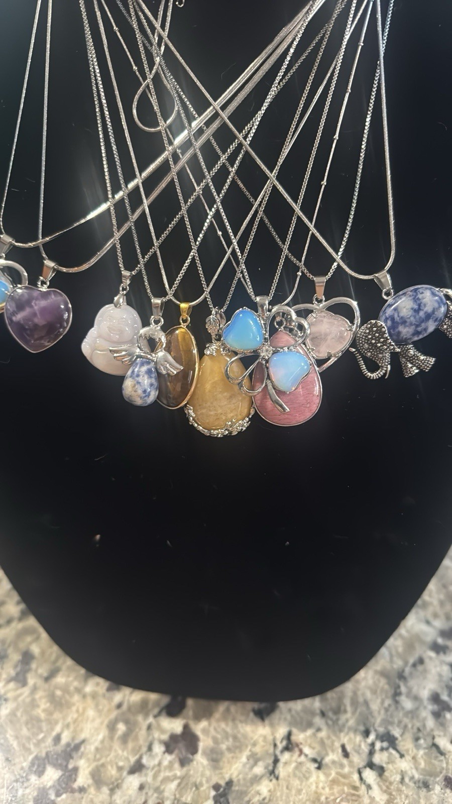 Mixed Lot Fashion Gemstone Pendant Necklaces Multicolor Stone Unisex Adults