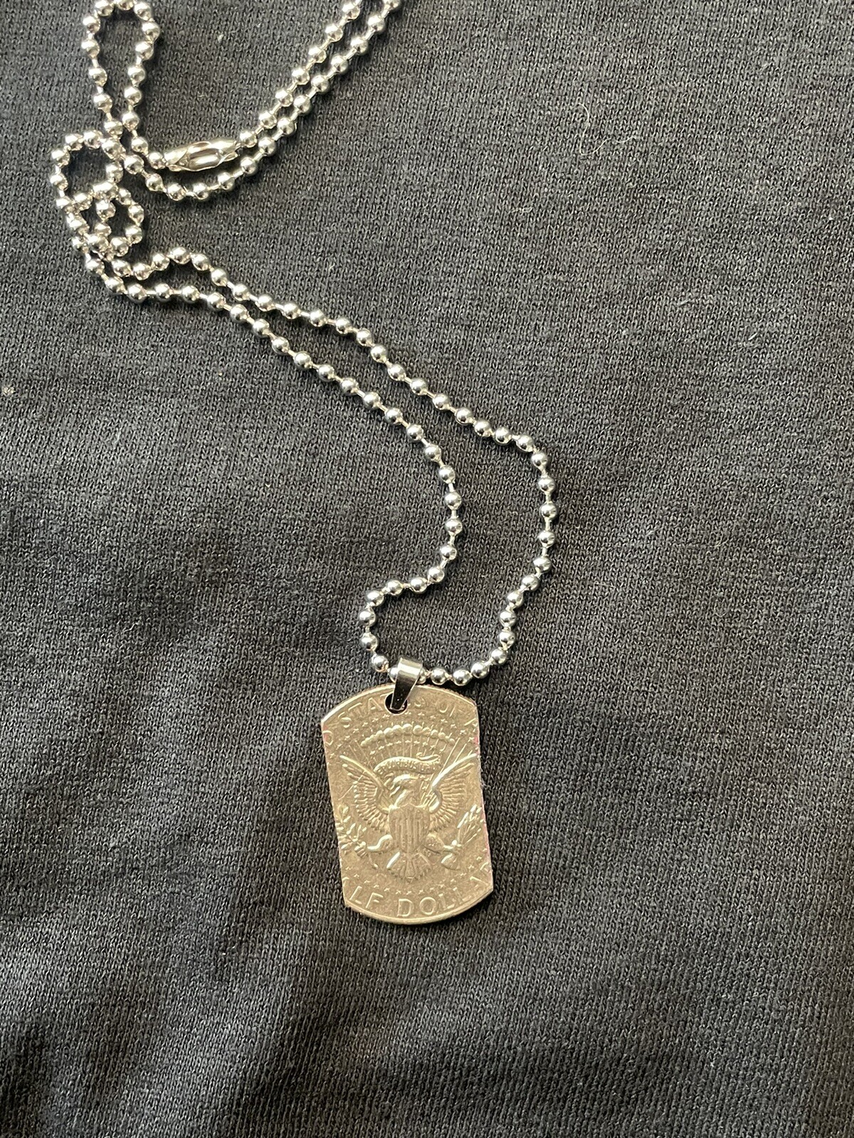 Vintage Eagle Necklace Kennedy Half Dollar Pendant And Chain