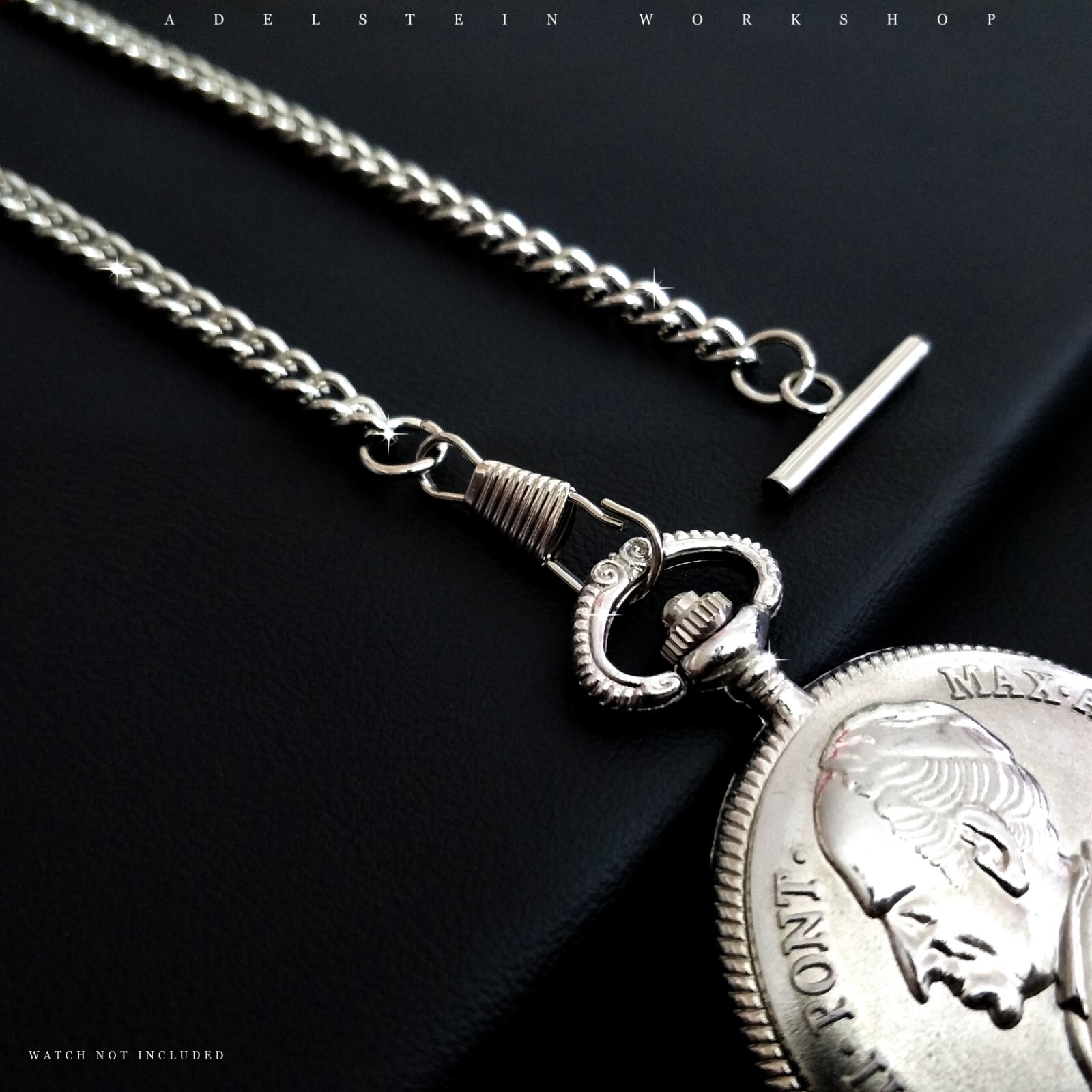 T-Bar Prince Albert Silver-Plated Vest-Pocket Watch Chain