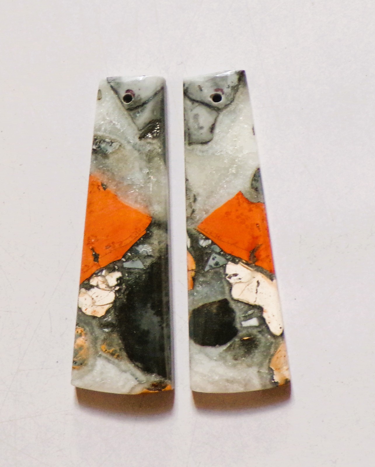 43.55 Cts Natural Maligano Jasper Drilled Cabochon Match Pair 42X13.4MM DE-32