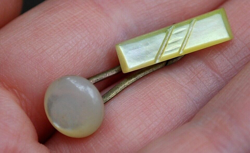 Antique Lot Of 11 MOTHER OF PEARL Button Studs, Ball Shirt Studs, Cufflink c1910