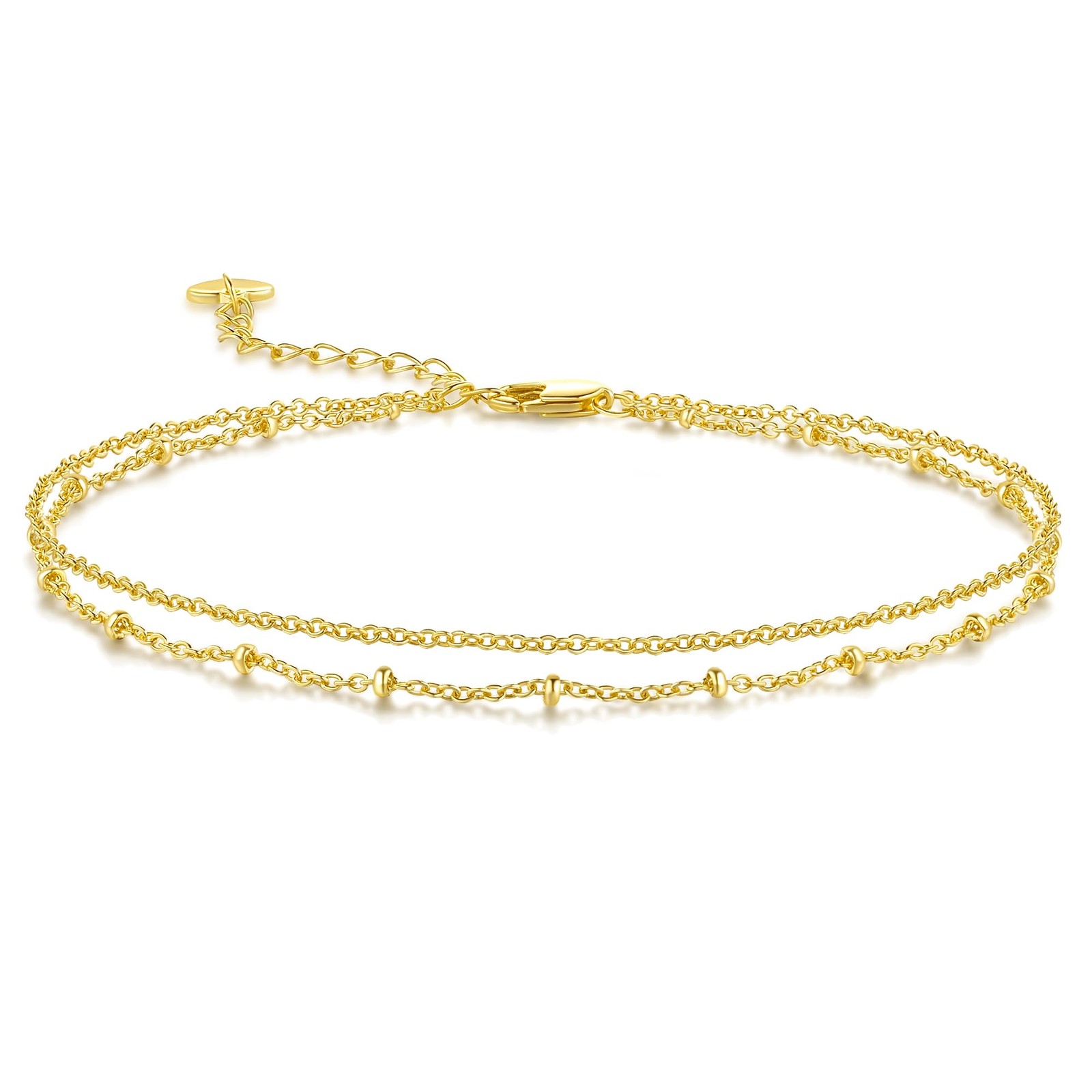 BENOITE 14K Gold Anklets for Women Gold Ankle Bracelets for Women Refined Dua…