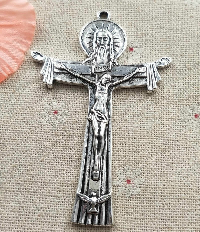 sterling silver 24″ chain necklace BIG LARGE CROSS JESUS CRUCIFIX pendant men