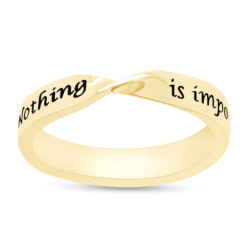 “Nothing is Impossible” Twist Ring in 14k Yellow Gold Plated Sterling Silver
