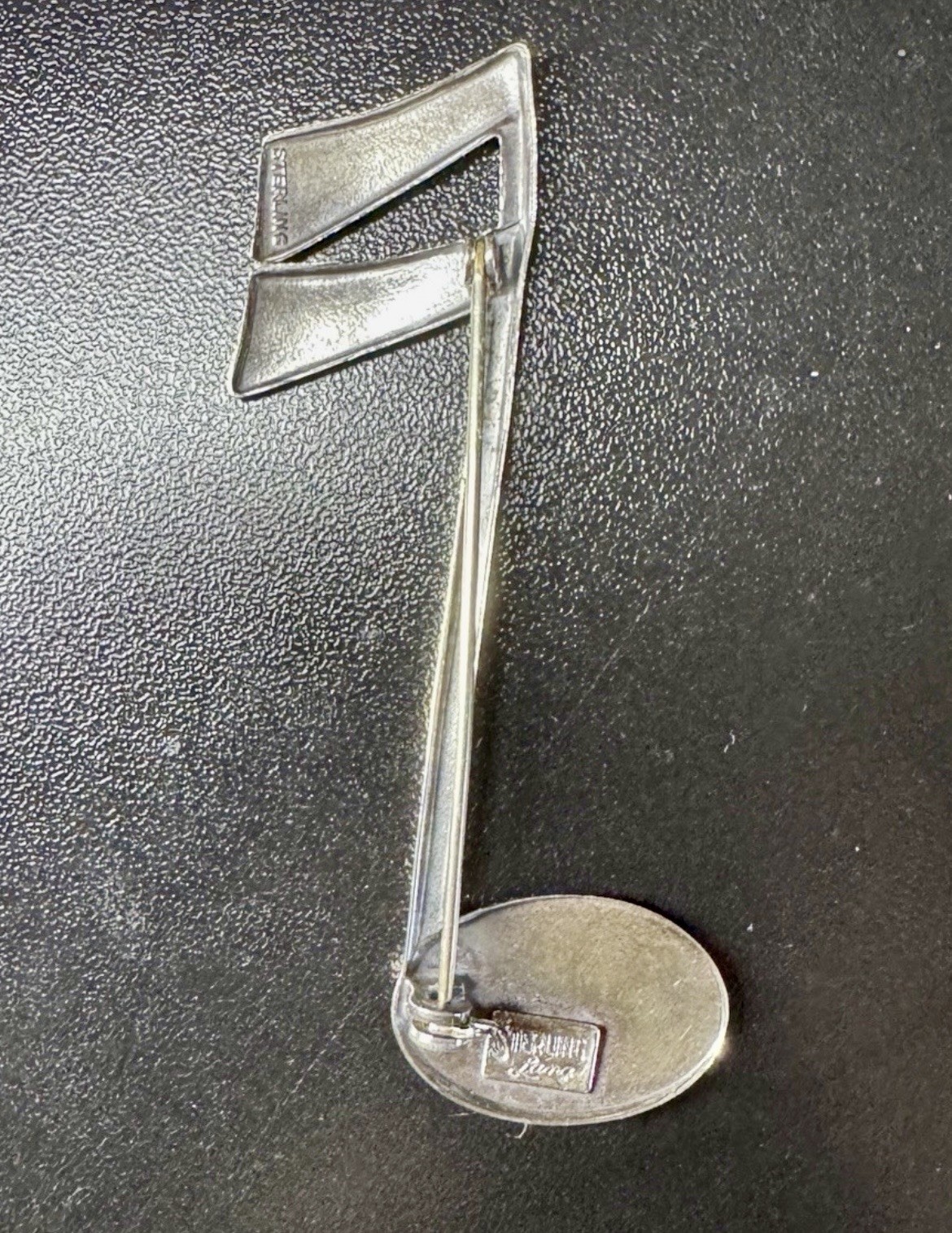 Vintage Lang Sterling Silver 925 Signed Music Note Brooch 2.75 Inch 6.2g