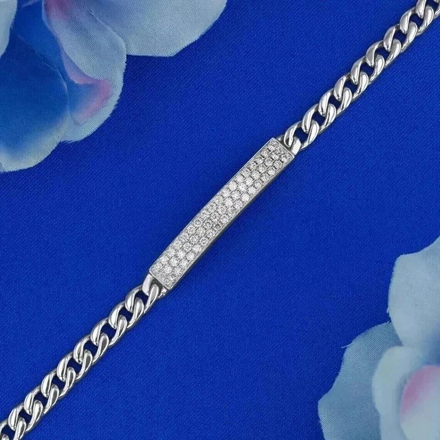 7CT Round Lab Created Diamond Cuban Link Bracelet 14K White Gold Plated