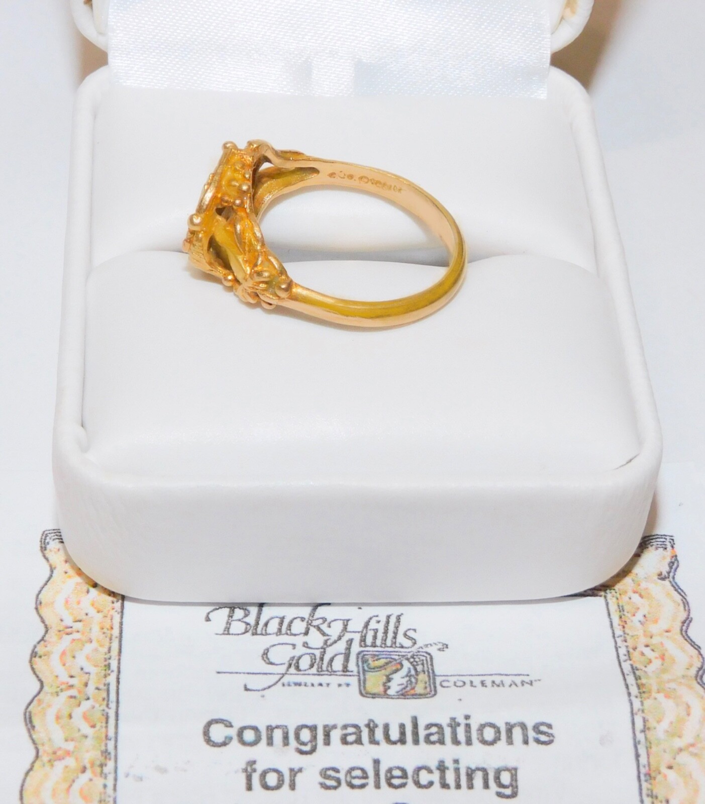 Black Hills Gold 10k Large Coleman Rose Three Leaves Ring Size 6 1/2