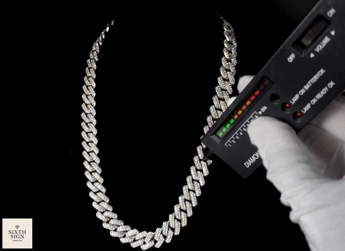15MM VVS1 Moissanite Cuban Link Chain Iced Out GRA Certified Necklace 20” 22”
