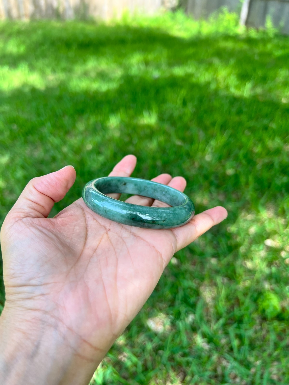 Full Rich Green 100% Natural Grade A Jadeite Jade Bangle Bracelet 57.8mm H186