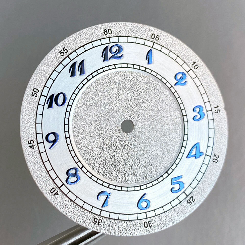 Brown Silver Watch Dial 33.5mm Blue Arabic Numerals Hand Set Fit NH35 NH36 NH38