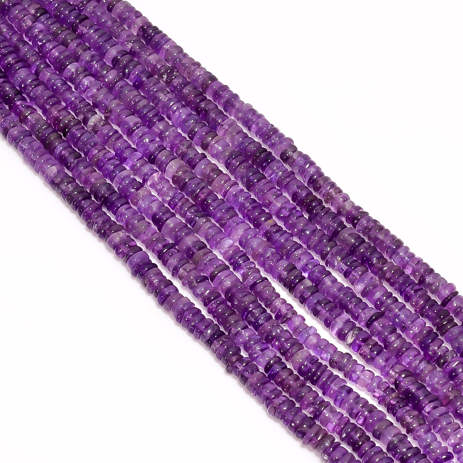 Natural Amethyst Gemstone Rondelle Shape Smooth Beads 5X5 6X6mm Strand 8″ EB-360