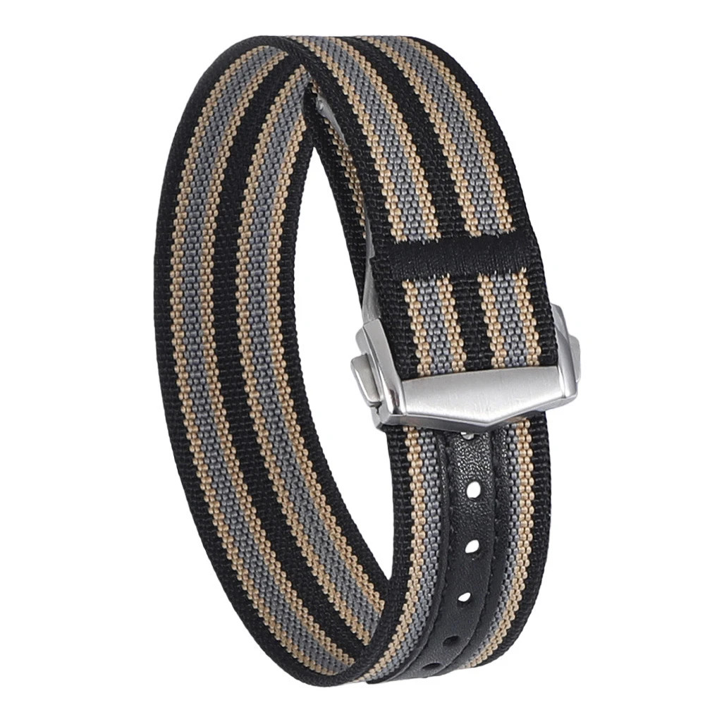 Premium Ribbed Watch Band Deployant Clasp Nylon 20Mm 22Mm Watch Strap for Omega
