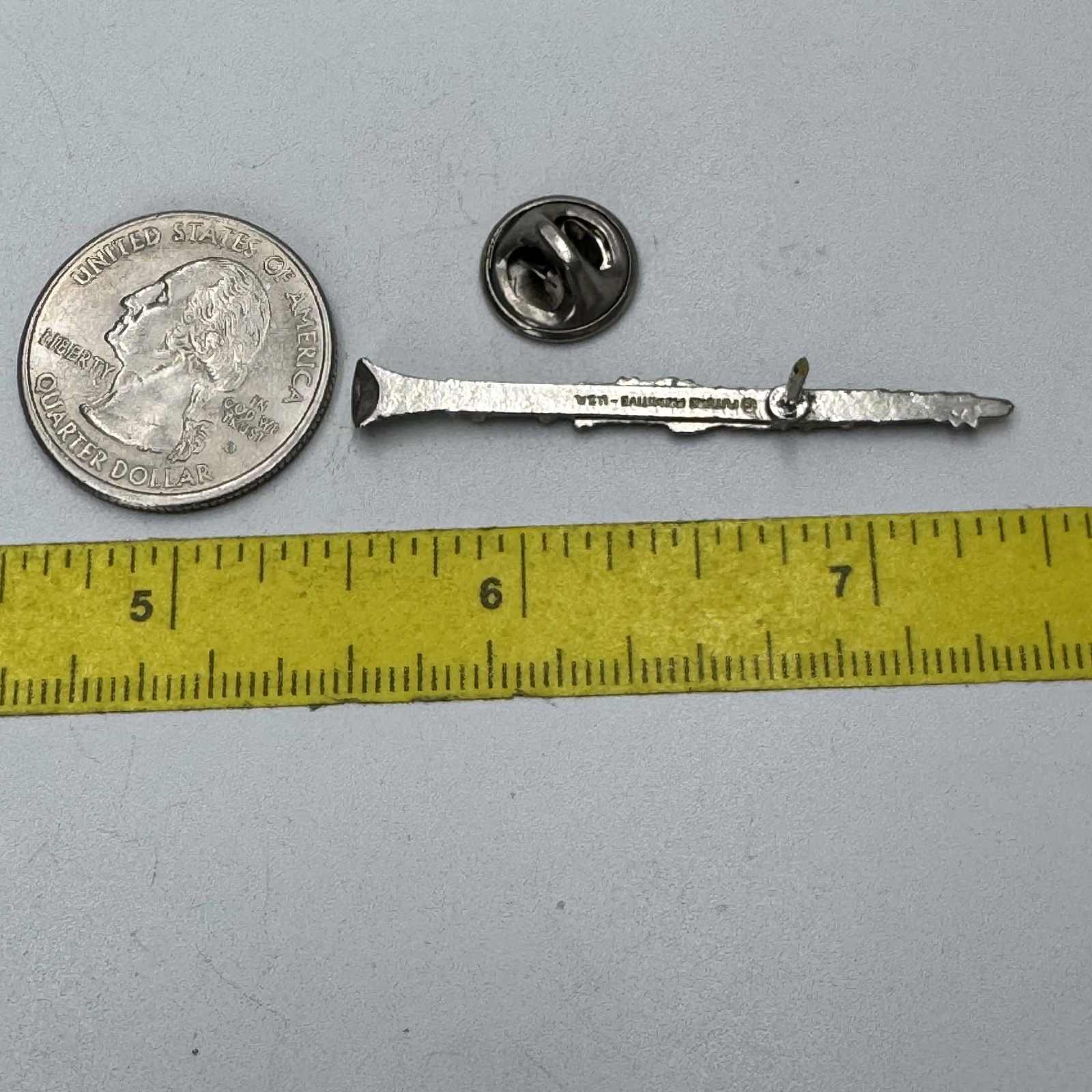 Future Primitive Clarinet Brooch Pin Silver Tone Metal Oxidized Used Musician