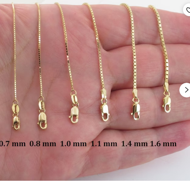 10kt Yellow Gold 24″ Classic Box Link Pendant Chain/Necklace 1MM 3.3 Grams
