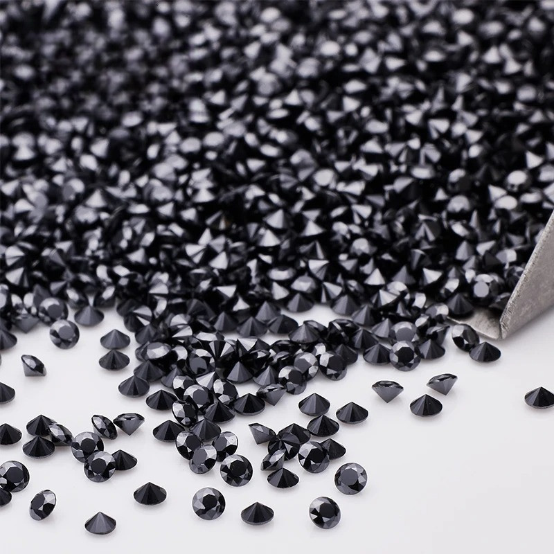 0.8-1.9mm Round Cut D Color/Black Moissanite Stones VVS1 for Jewelry Making