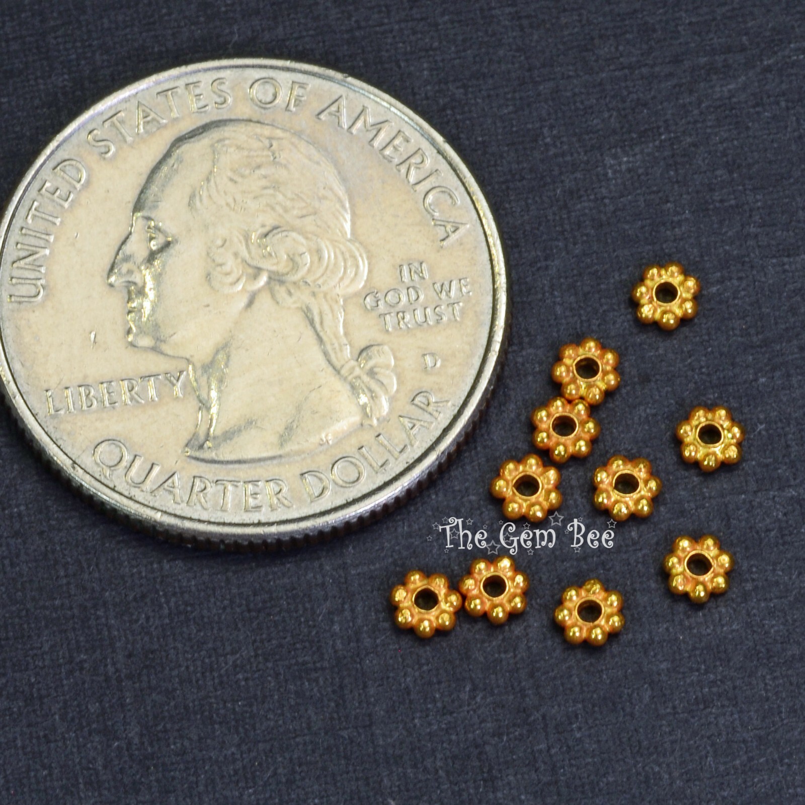 3.25mm 18k Solid Yellow Gold Daisy Spacer Findings (10)