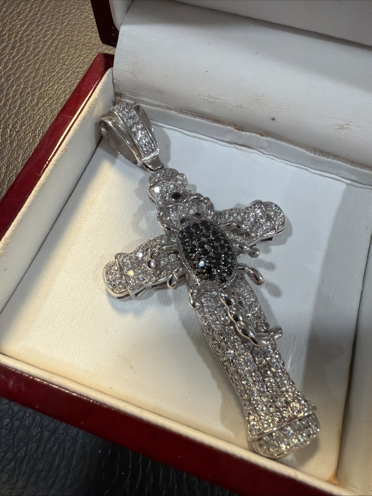 Beautiful 925 Sterling Silver large Zirconia Cross pendant 3.3/4 x 2, 7/8 inches