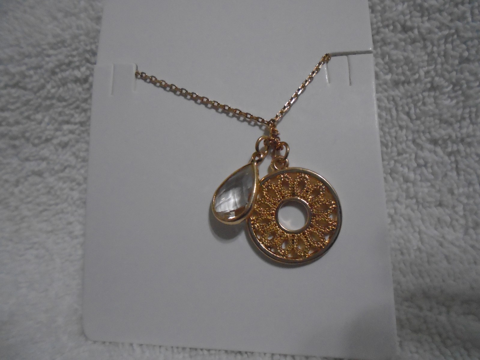 Gold Chain 16″ +3″ Extender Gold Circle of Life & White Topaz Gemstone Pendant