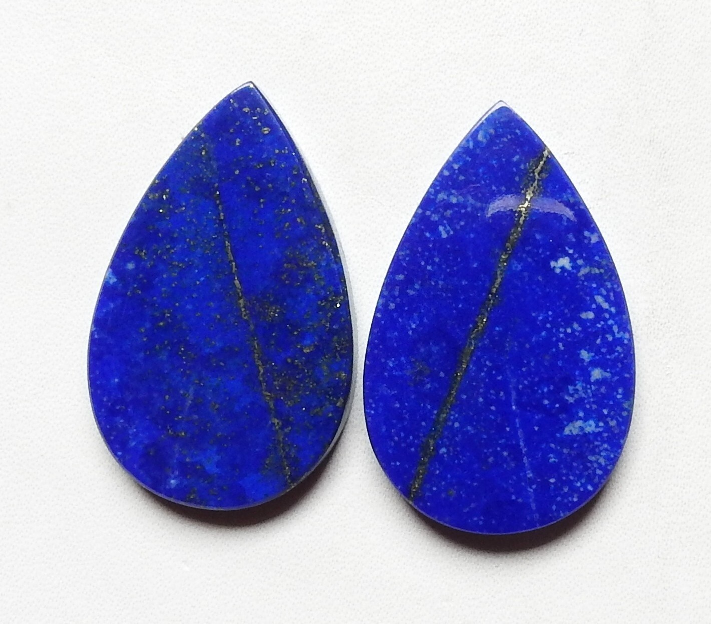 77.00 Ct AAA BLUE NATURAL LAPIS LAZULI PEAR CABOCHON 1 PAIR 37X23X4 GEMSTONE