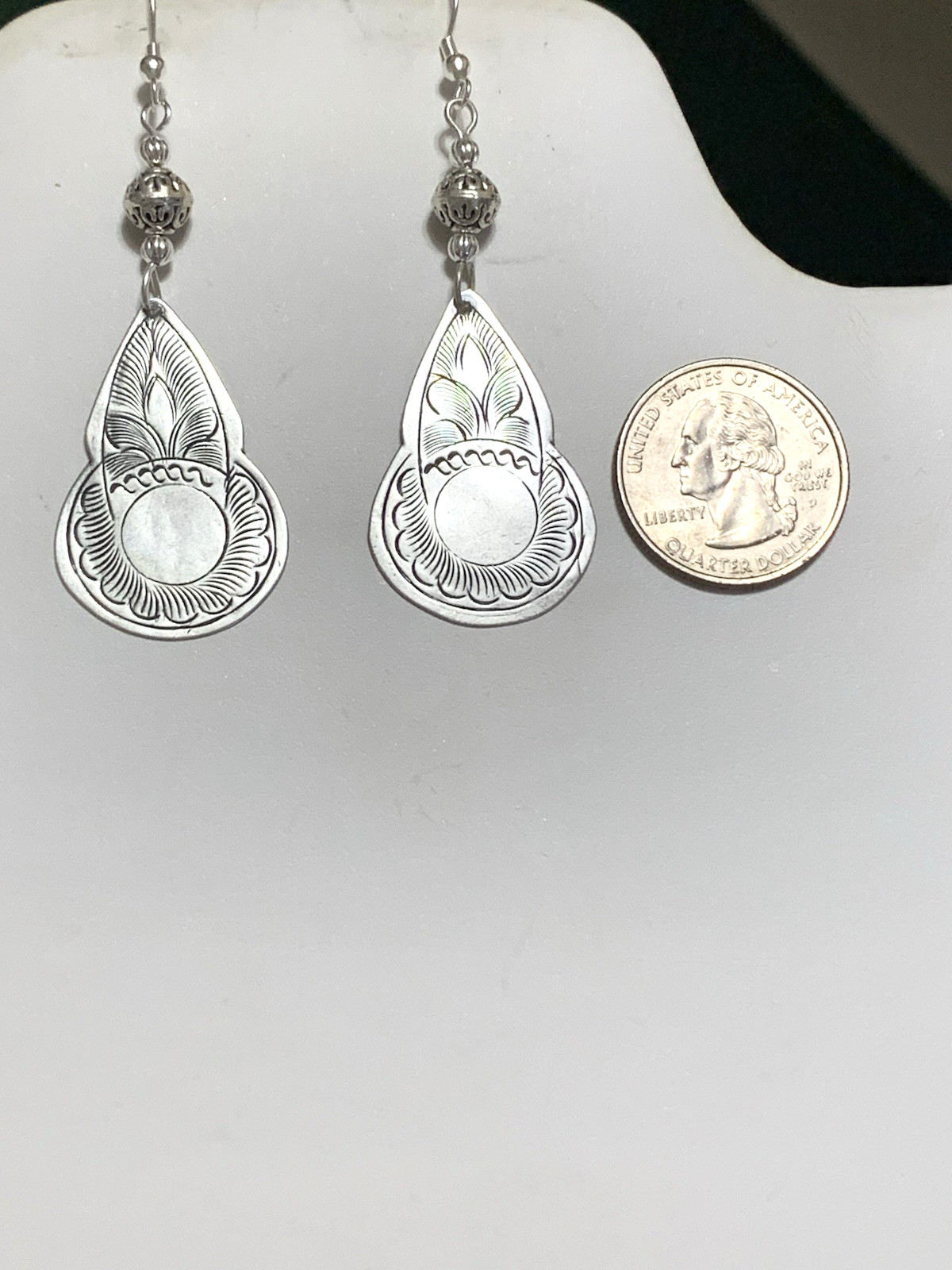 NEW ITEM *LG. ENGRAVED SILVER HILL TRIBE PENDULUM DROP EARRINGS .925 WIRES-NEW