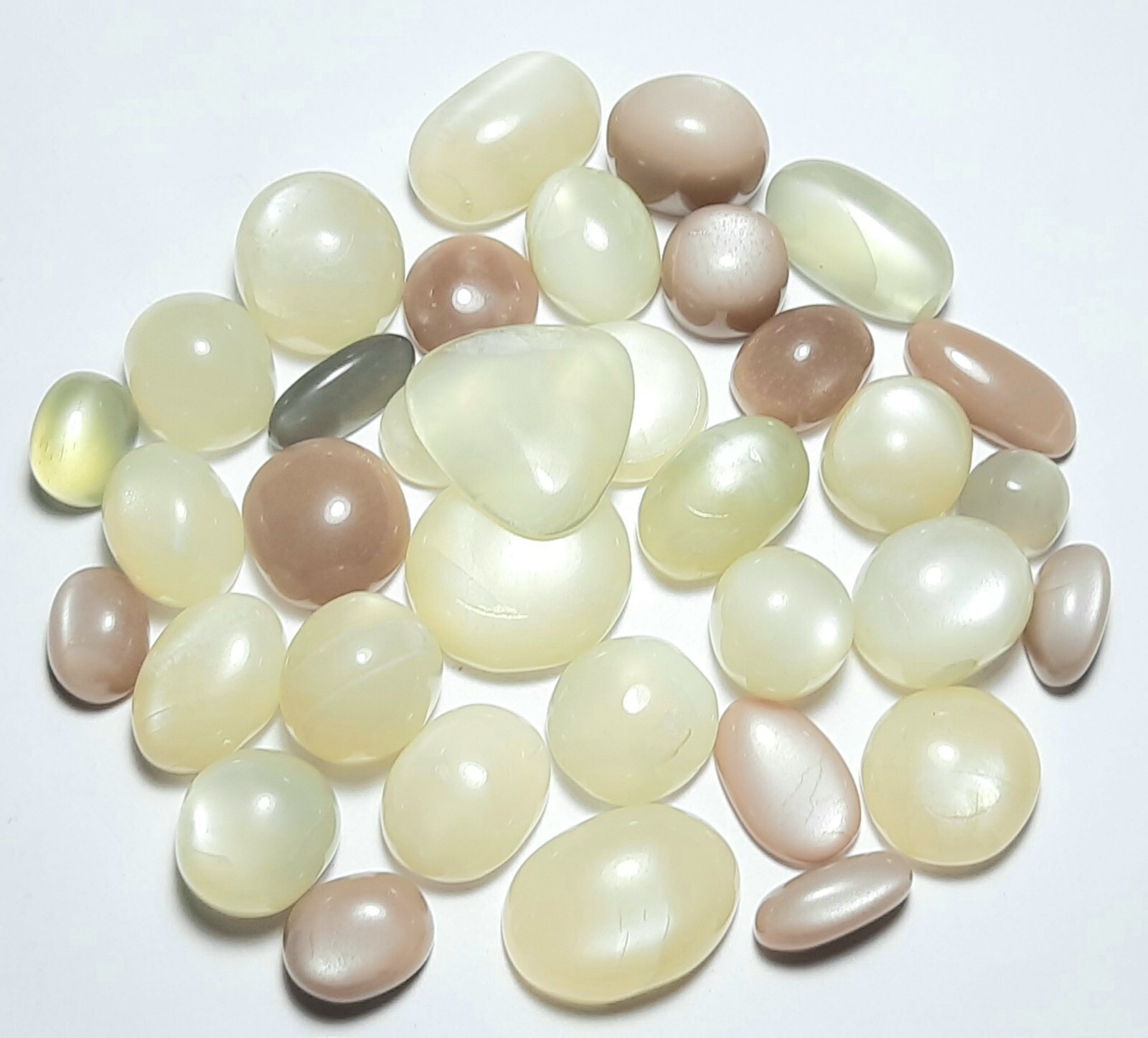 White Grey Peach Chocolate Moonstone Mix 500 Carat Lot Cabochon Free Shipping