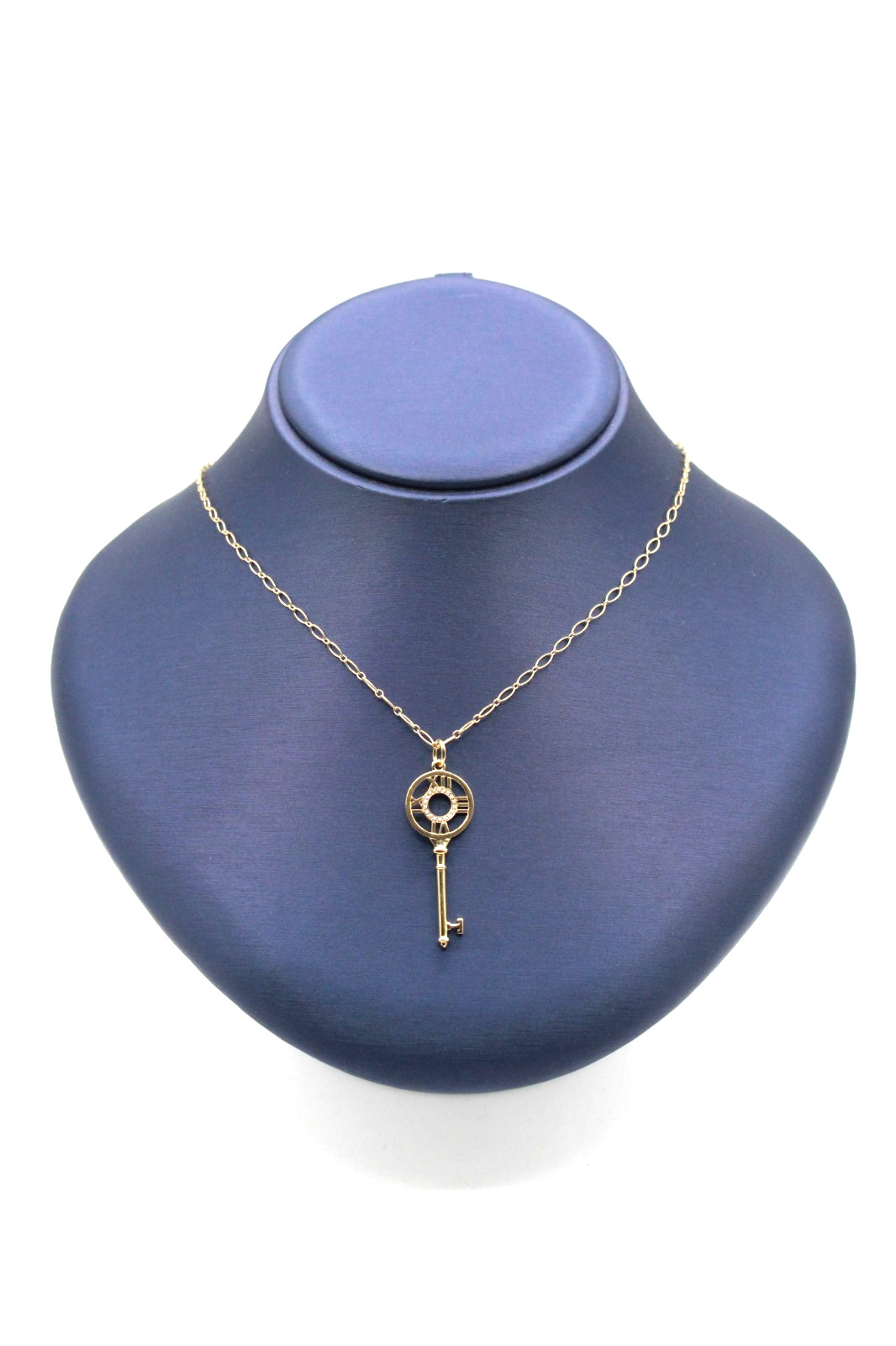 Tiffany & Co. Atlas Key Necklace 20″ 18K & Diamonds