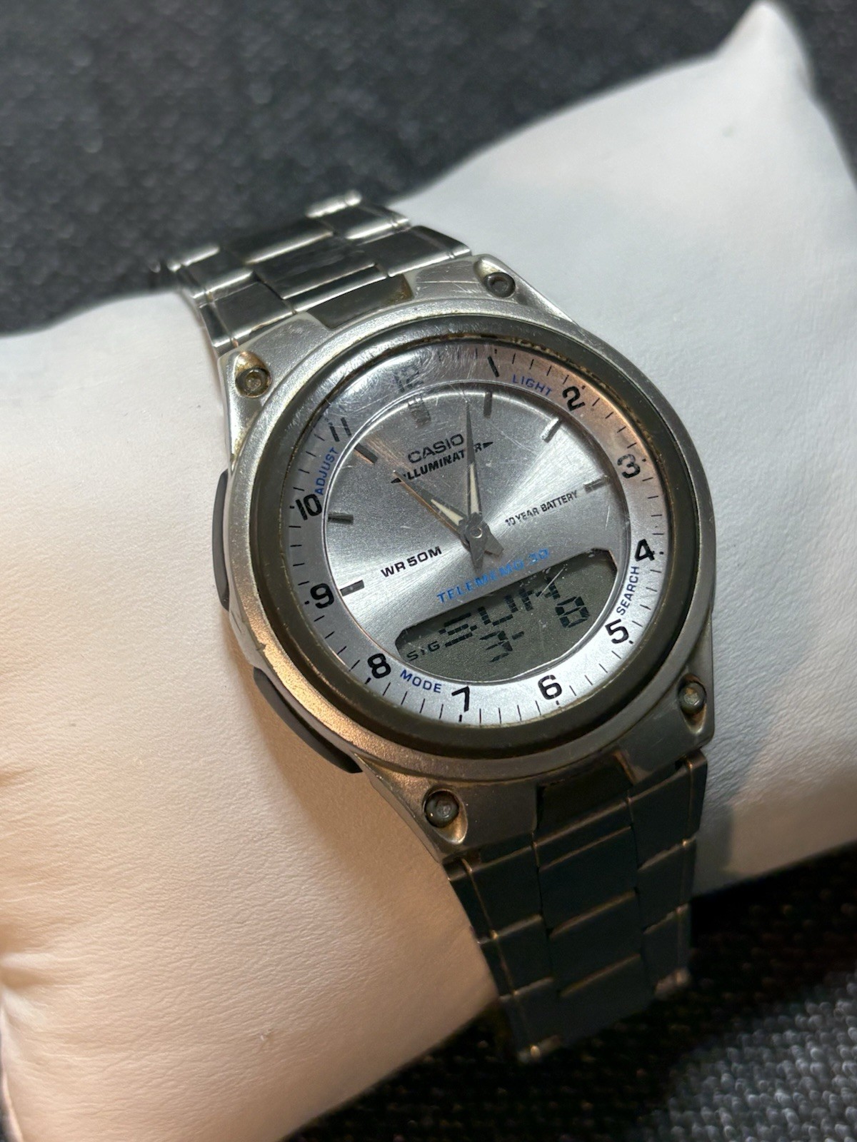 Casio Illuminator 2747 AW-80 World Time Telememo 30 Ana-Digi Watch Runs,#2