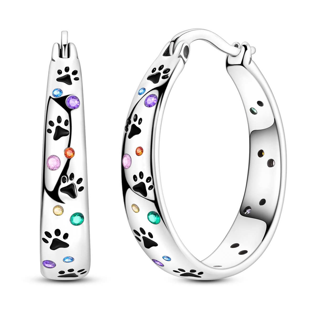 LAZA Women 925 Sterling Silver Hoop Earrings Colorful Zircon Claw Print Jewelry