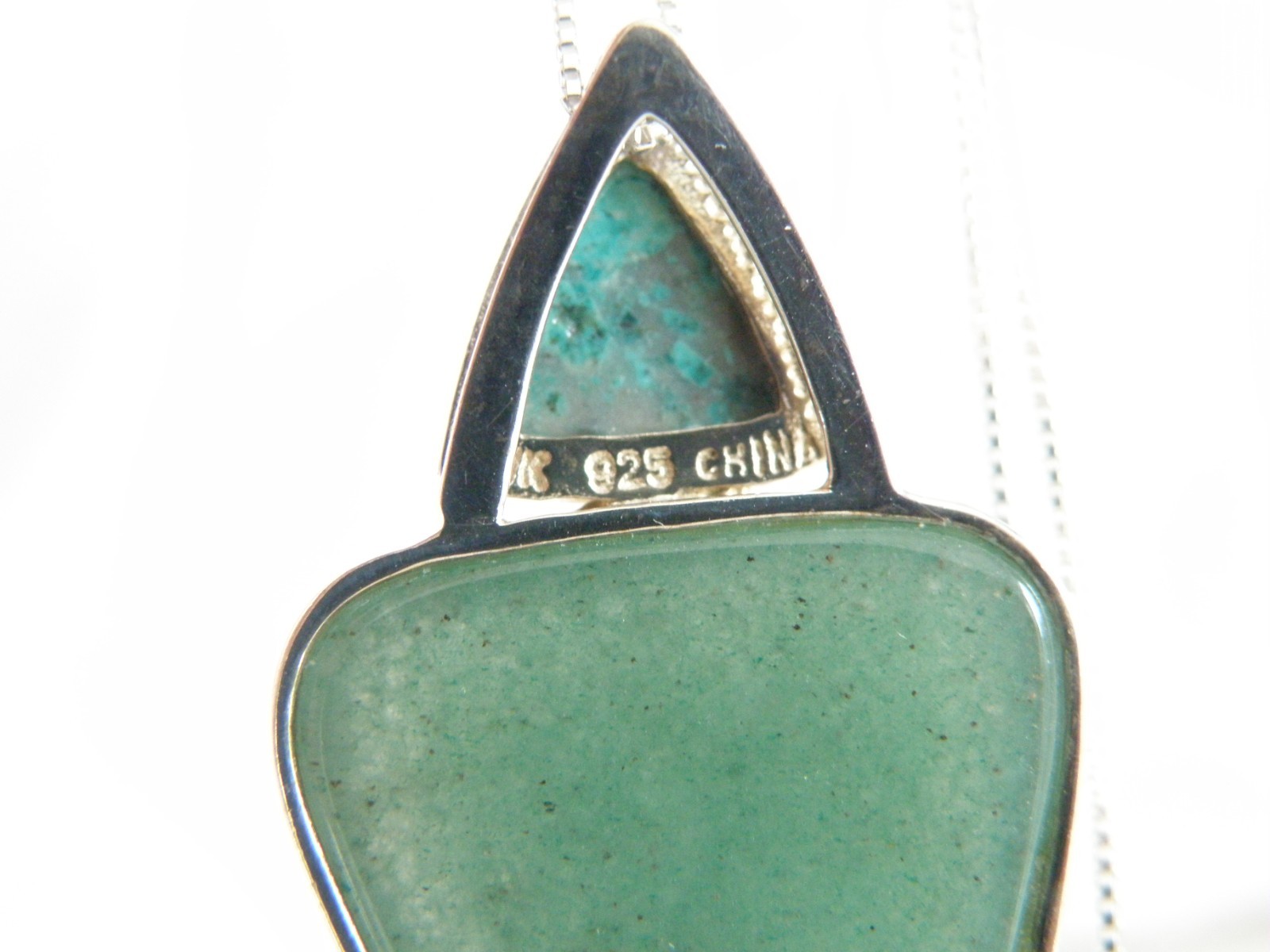 Vintage Sterling Silver 925 Aventurine Modern Slide Pendant Necklace