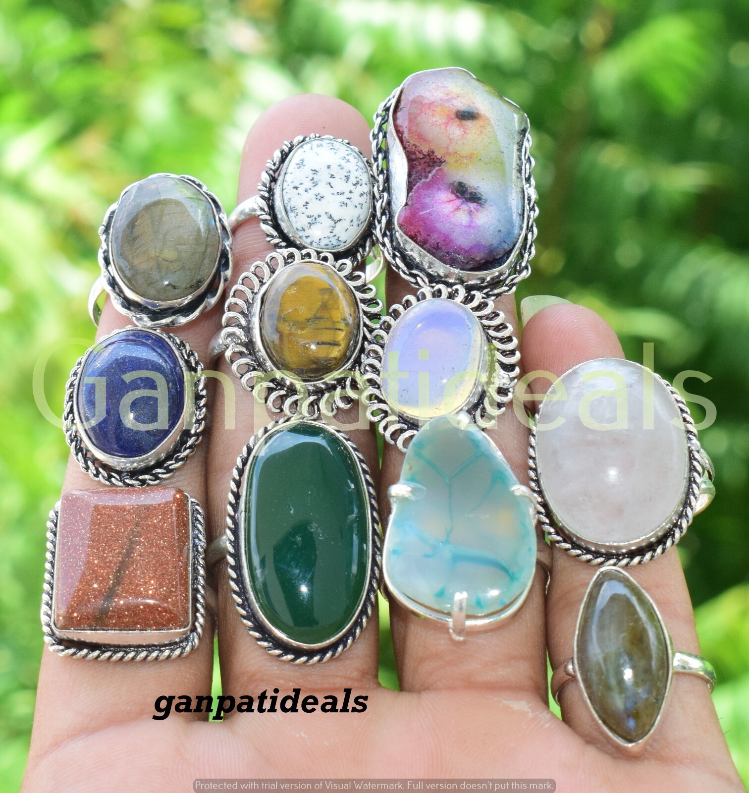 Druzy Gemstone Rings 20pcs Wholesale Lot 925 Handmade Silver Plated Jewelry