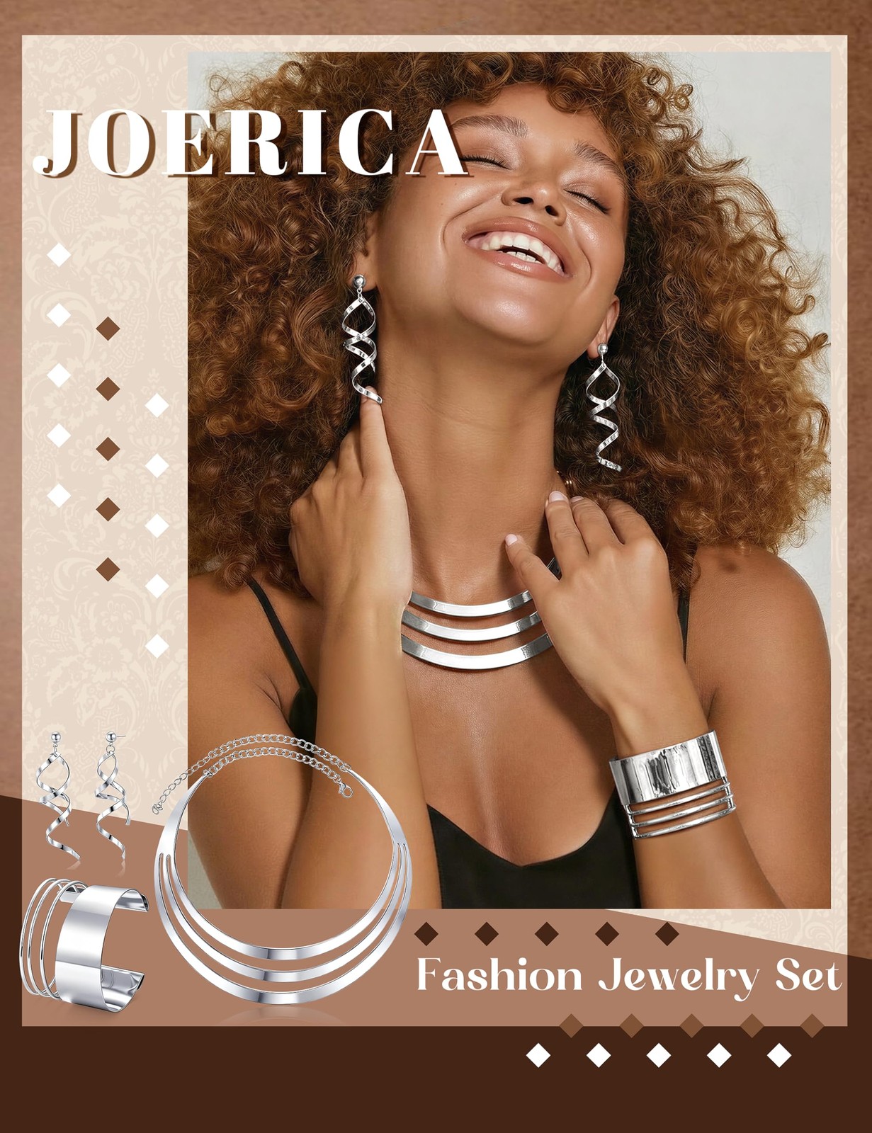 JOERICA Silver Tone Bib 16 cm (6.3 inches), 7 (2.76
