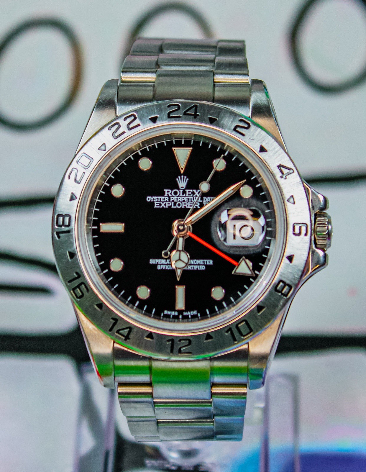 Rolex Explorer 2/ii 16570 Silver Oyster Bracelet with Clasp & GMT Silver Bezel