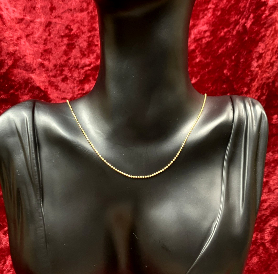 Essentials Bead Chain Necklace 18k Gold Over Brass 18in NWT RP $25