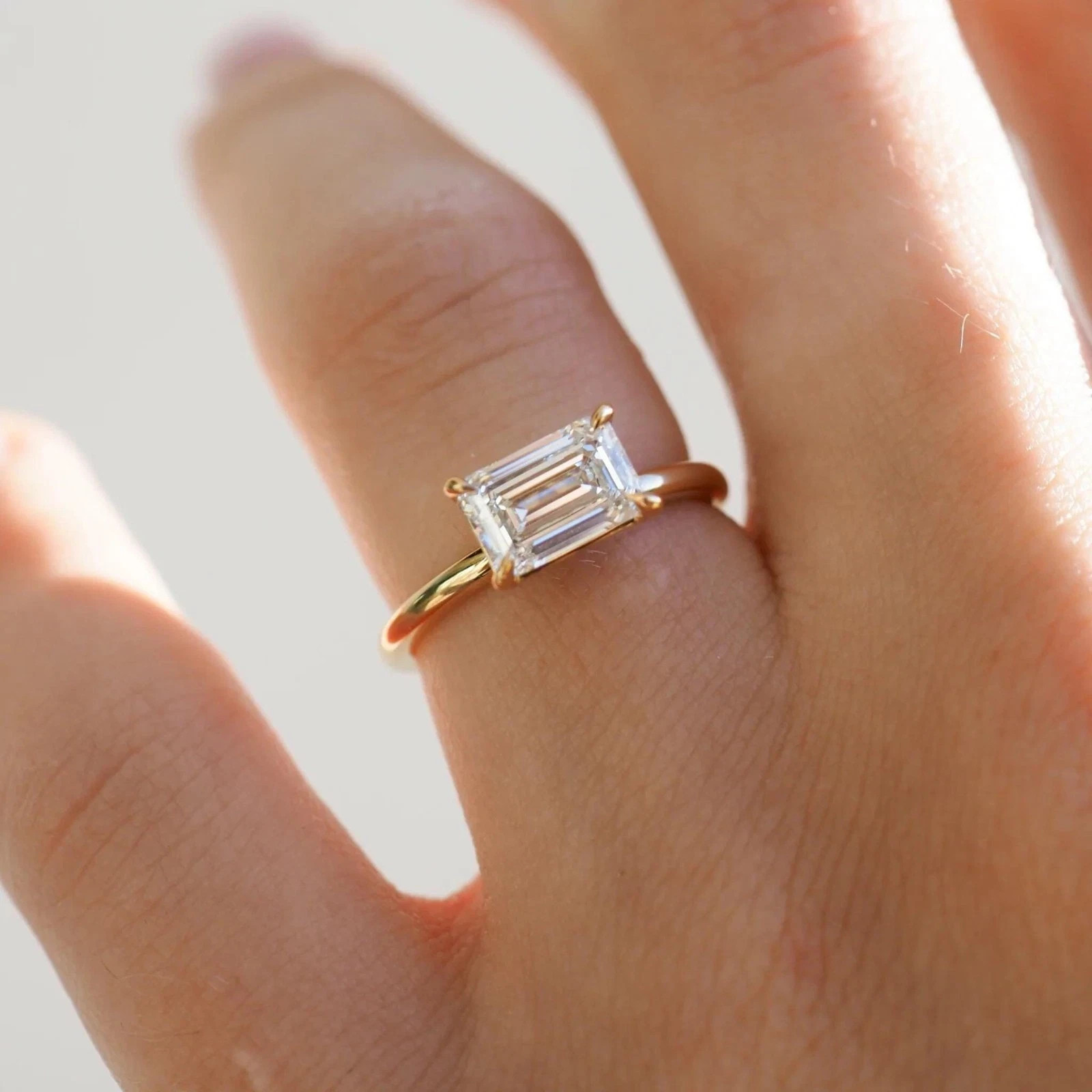 Rare 3 Ct Certified Emerald White Diamond Solitaire Ring 14k Yellow Gold Plated
