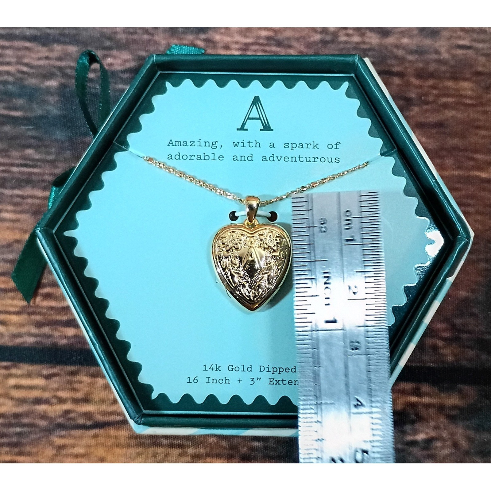 A New Day 14k Gold Dipped Initial A Heart Locket Necklace 16in + 3in Extender