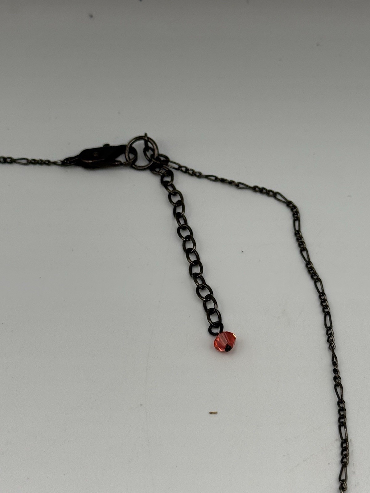 Artisan Red Crystal Beaded Pendant Necklace Gunmetal Wire Wrapped Chandelier