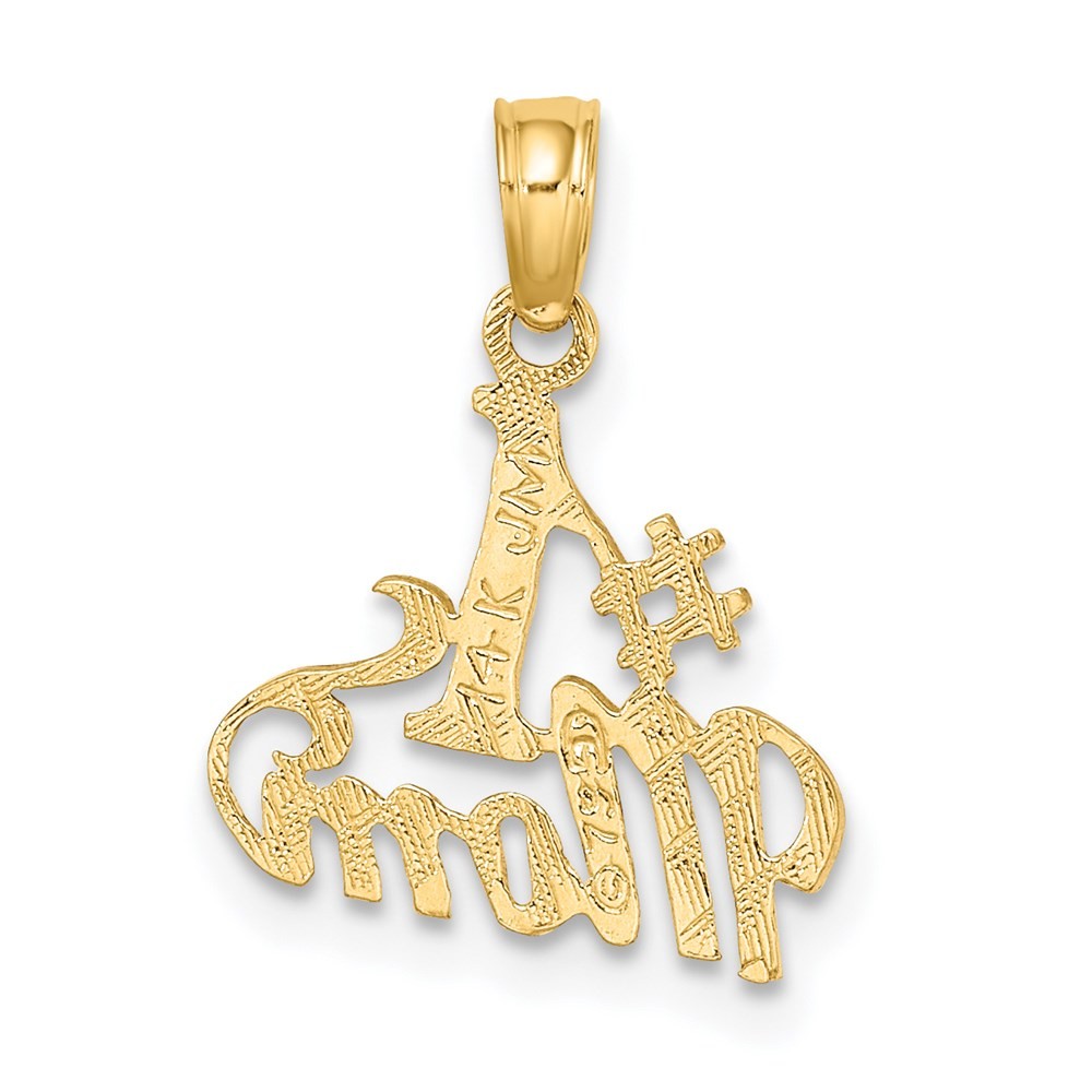14K Yellow Gold Polished #1 MOM Charm Pendant Gift For Mother L-15.1mm, W-13.4mm