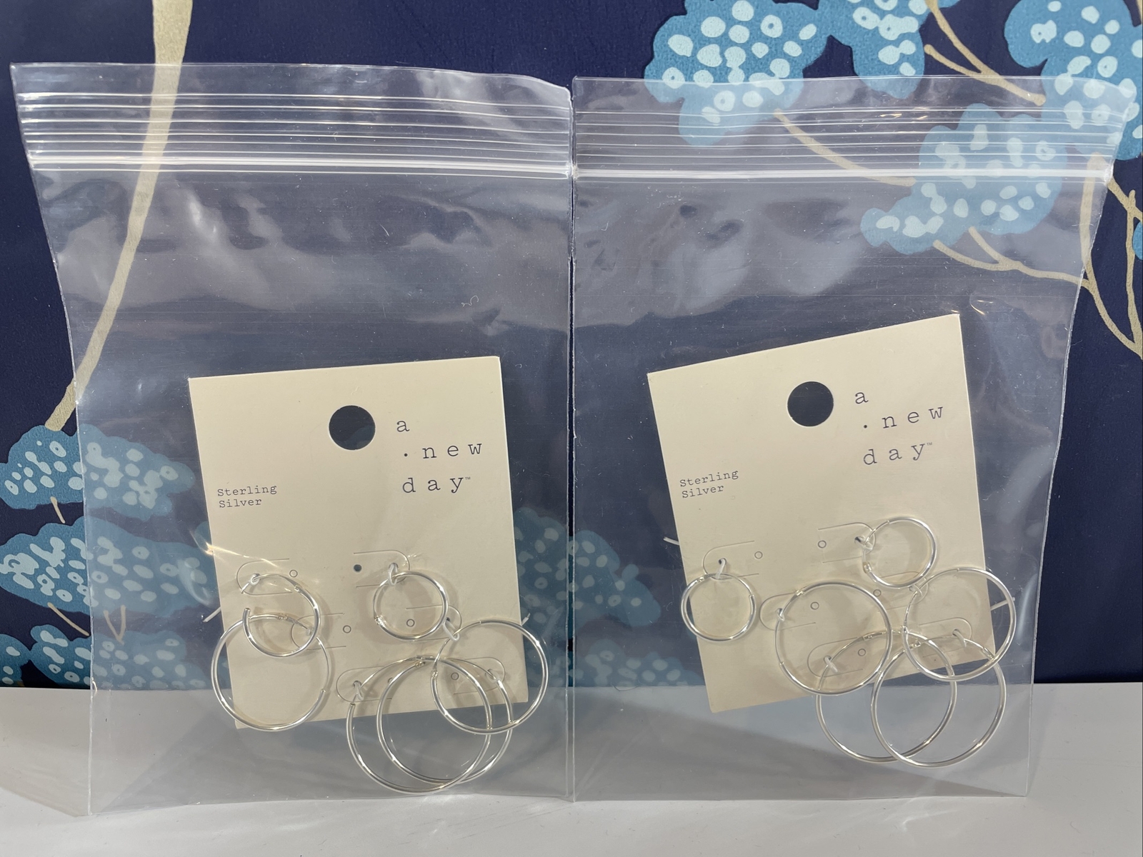 LOT OF 2 PACKS! A New Day Women’s Sterling Silver 3pc Hoop Earrings Nickel-Free