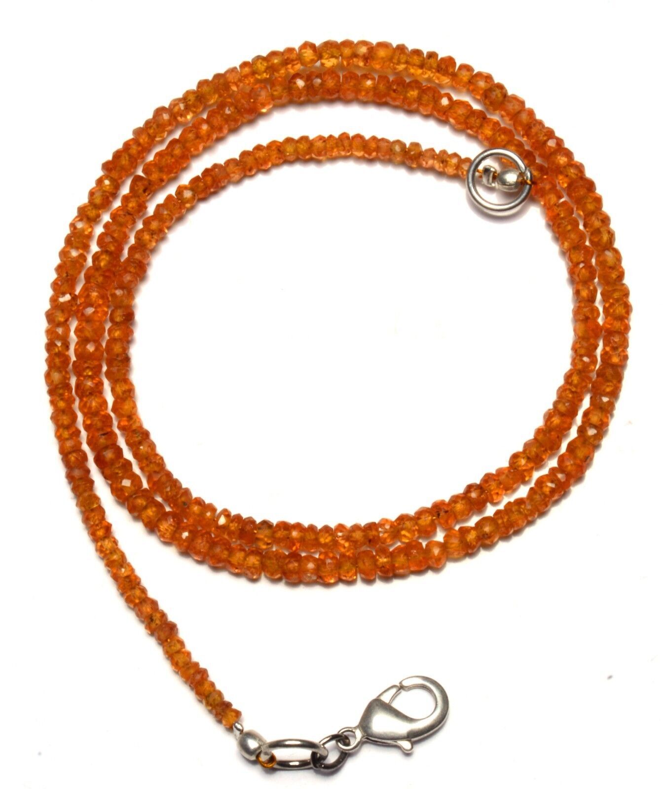 Natural Gem Orange Color Spessartine Garnet 3MM Approx. Facet Beads Necklace 17″
