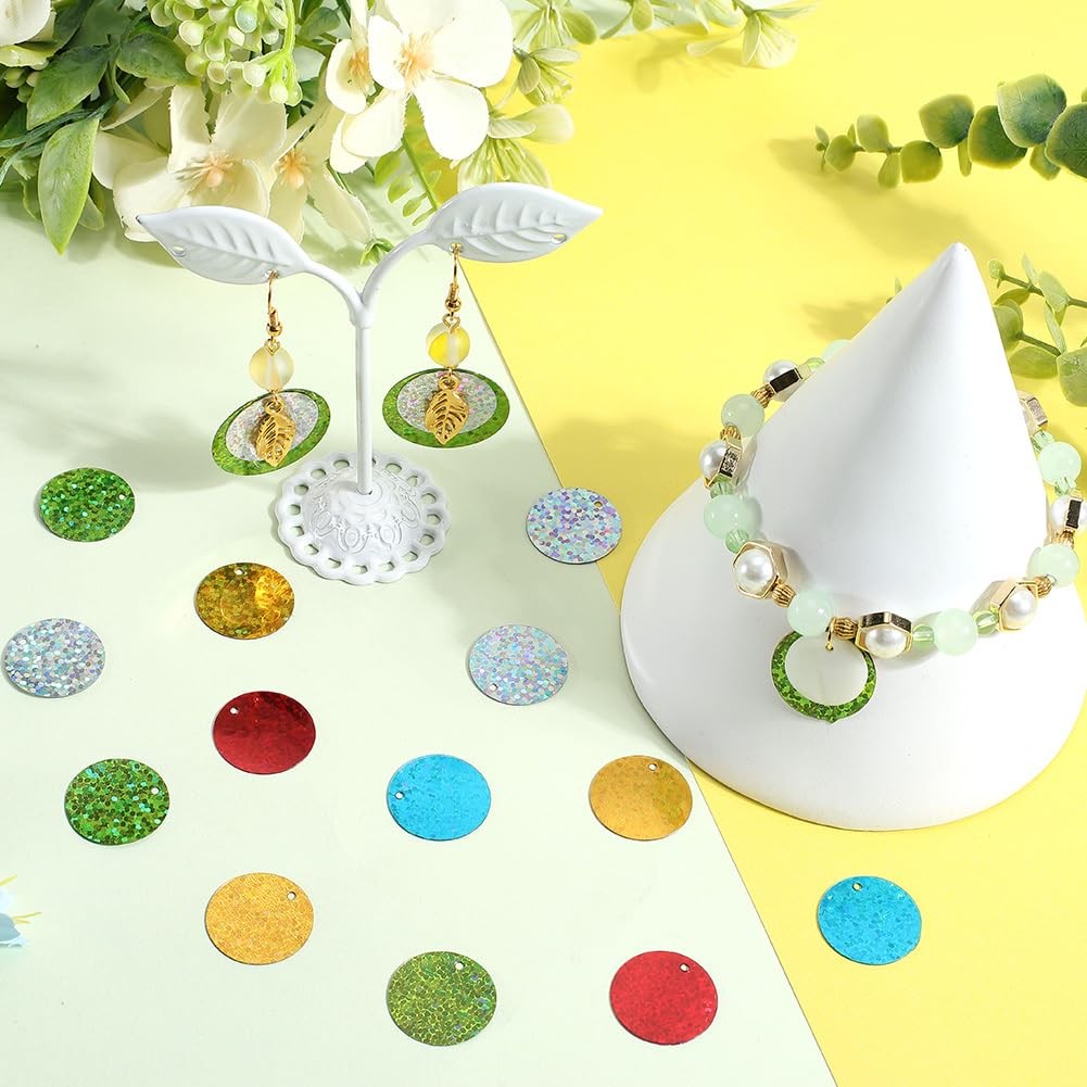 600Pcs 5 Colors Round Sequins Flat Sequin Paillettes 20mm Plastic PVC Colorfu