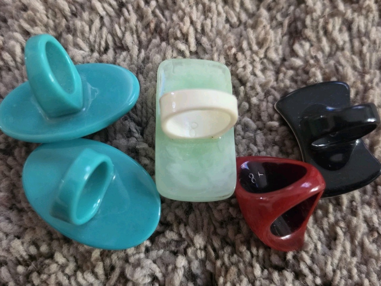 Lot Of 19 Plastic Resin Rings Assorted Styles